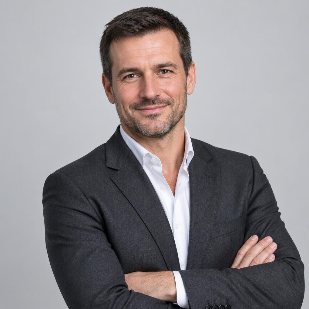 Studio portrait of a professional businessman coach